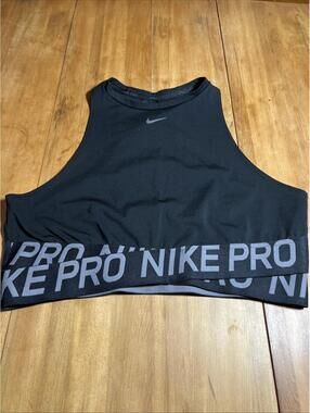 Nike Pro Black Crop Tank Top Size XXL Athletic Racerback Activewear Free Ship!